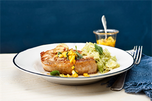 Schweinesteak mit Mango – Limetten – Salsa